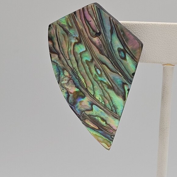 VTG Earrings Irridescent Shiny MOP Abalone Shell Pushback Pierced Retro Glam - Picture 3 of 10